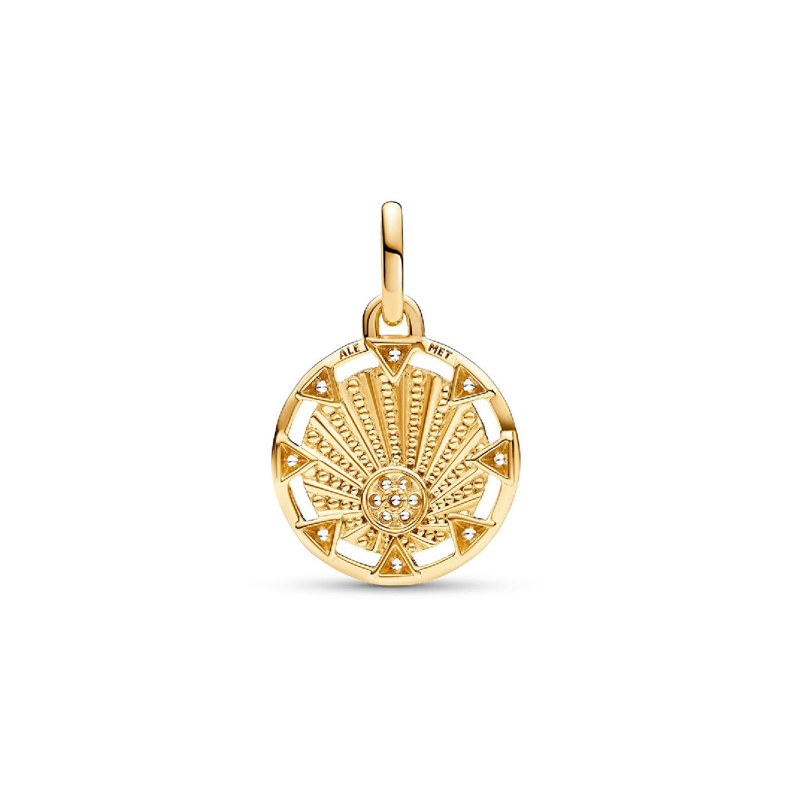 Charm a medaglione Pandora placcato in oro 14k con zirconi P.763039C01