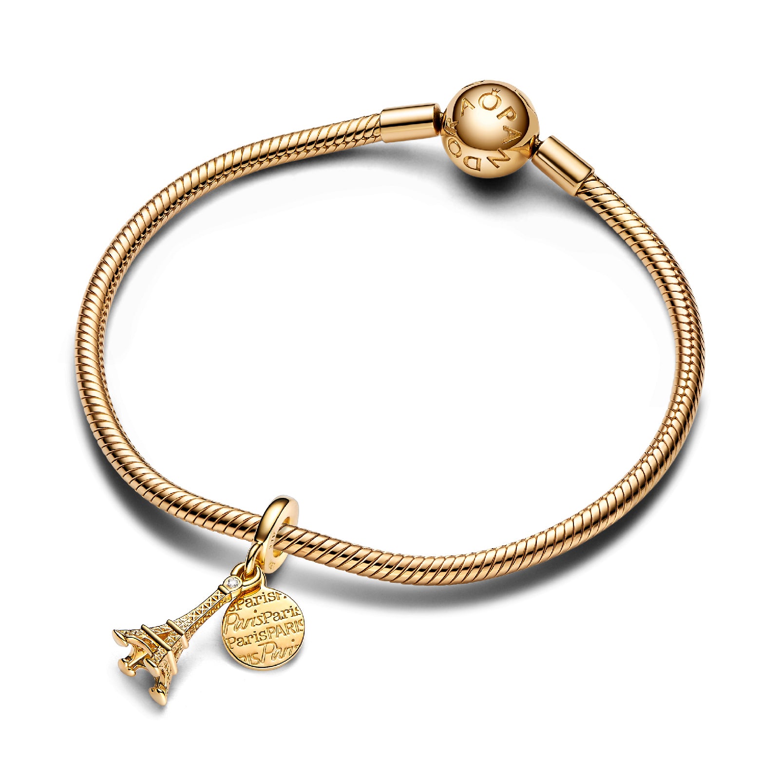 Charm Torre Eiffe Pandora in Argento 925 placcato oro 14kt