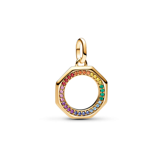 Charm medaglione Pandora placcato oro 14k e zirconi colorati P.763368C01
