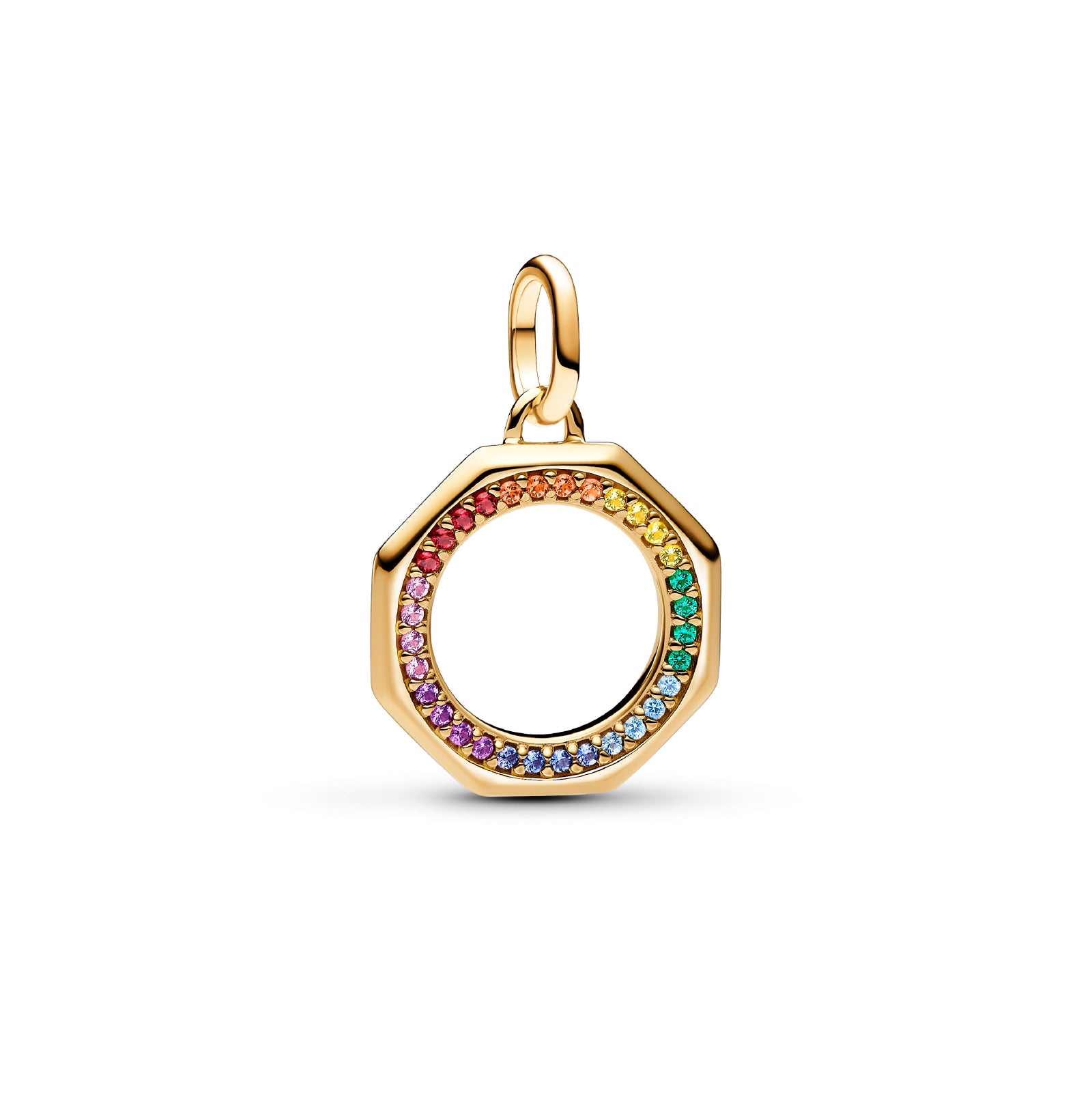 Charm medaglione Pandora placcato oro 14k e zirconi colorati P.763368C01