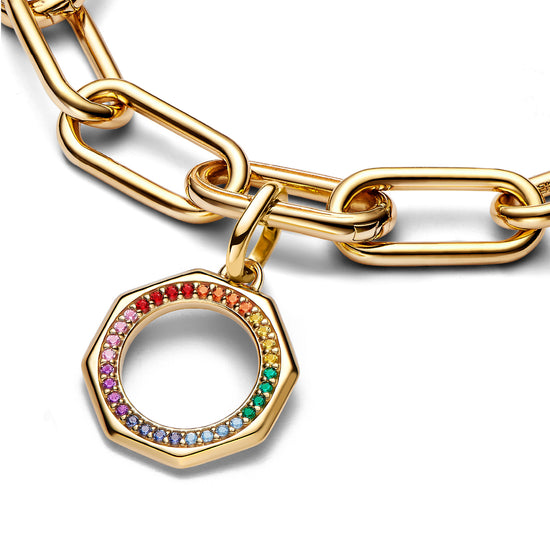 Charm medaglione Pandora placcato oro 14k e zirconi colorati P.763368C01