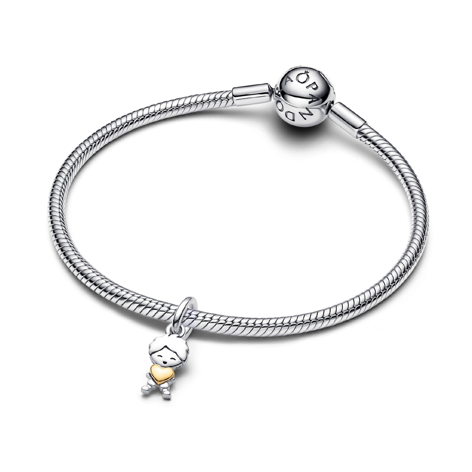 Charm Pandora in argento con bimbo e cuore 763602C00 � JOY Gioielli