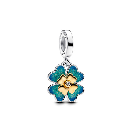 Charm Pandora in argento a quadrifoglio smaltato girevole MISURA UNICA
