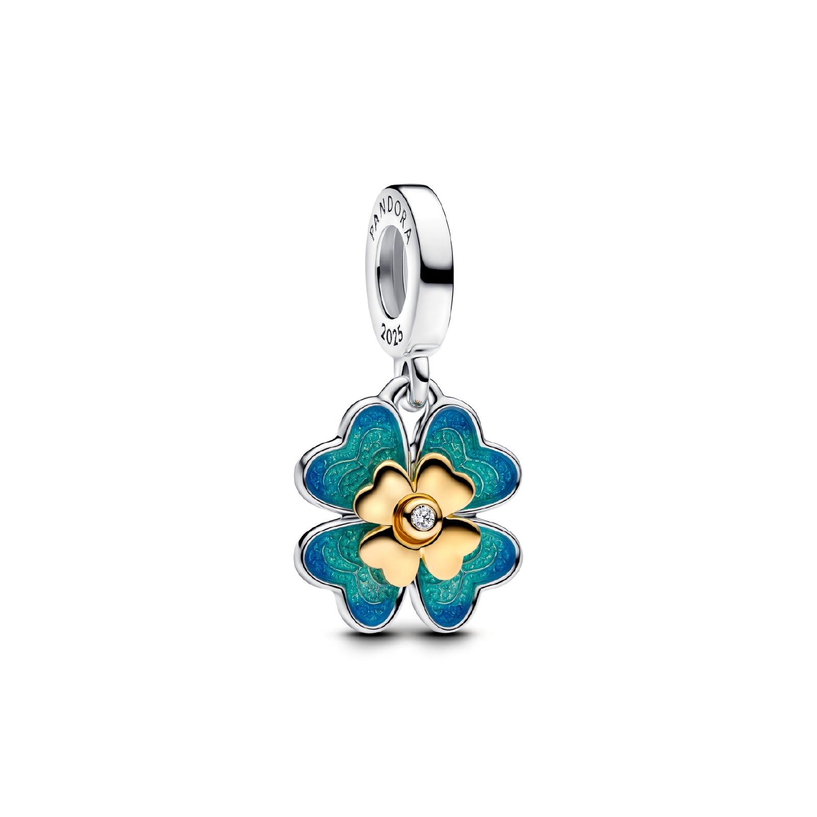 Charm Pandora in argento a quadrifoglio smaltato girevole MISURA UNICA