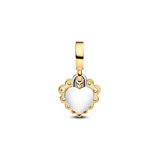 Charm Pandora in argento bicolore con due pendenti a cuore MISURA UNICA