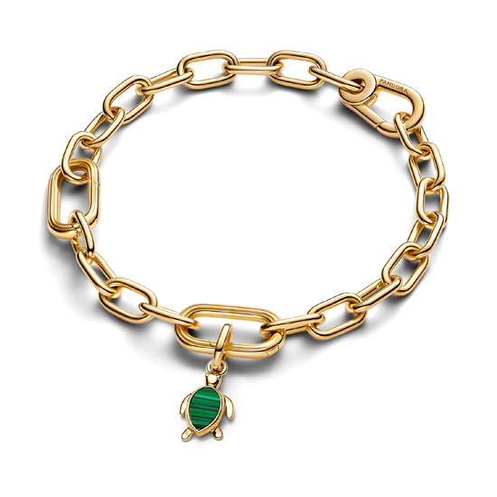 Charm mini Pandora argento dorato tartaruga in malachite MISURA UNICA