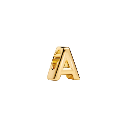Charm Pandora in argento lettera A piccola placcata oro 14k MISURA UNICA
