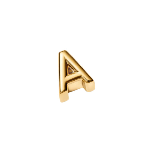 Charm Pandora in argento lettera A piccola placcata oro 14k MISURA UNICA