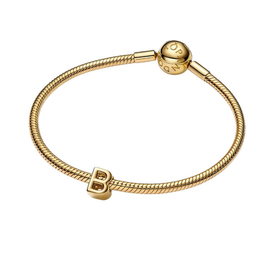 Charm Pandora in argento lettera B piccola placcata oro 14k MISURA UNICA