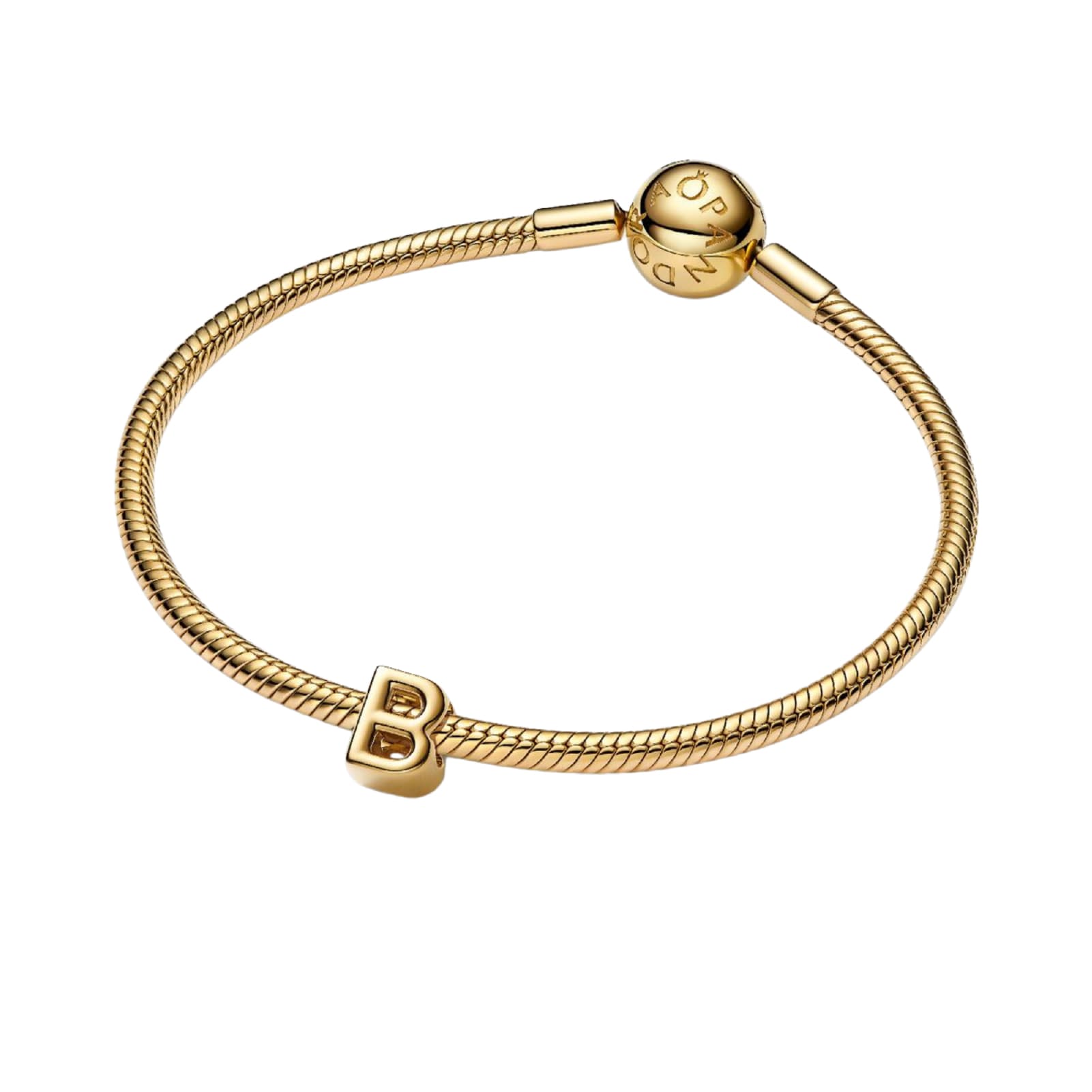 Charm Pandora in argento lettera B piccola placcata oro 14k MISURA UNICA