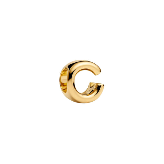 Charm Pandora in argento lettera C piccola placcata oro 14k MISURA UNICA