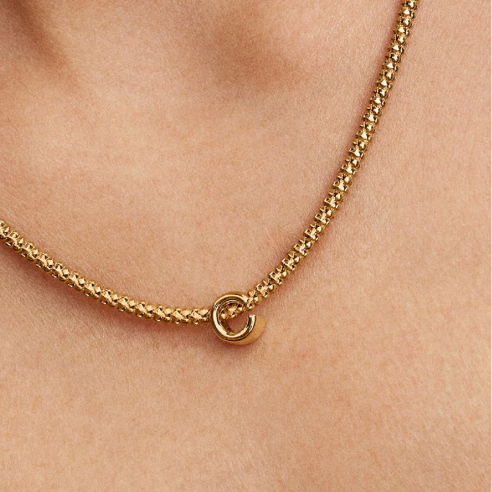Charm Pandora in argento lettera C piccola placcata oro 14k MISURA UNICA