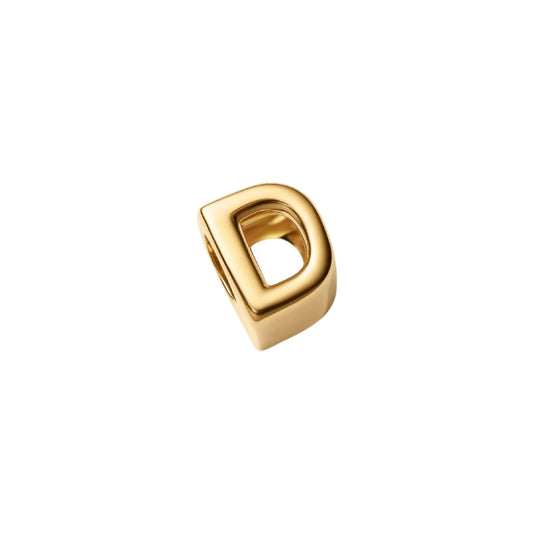 Charm Pandora in argento lettera D piccola placcata oro 14k MISURA UNICA