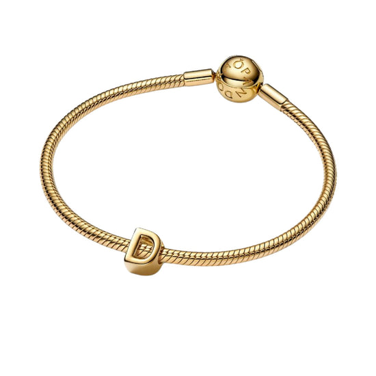 Charm Pandora in argento lettera D piccola placcata oro 14k MISURA UNICA