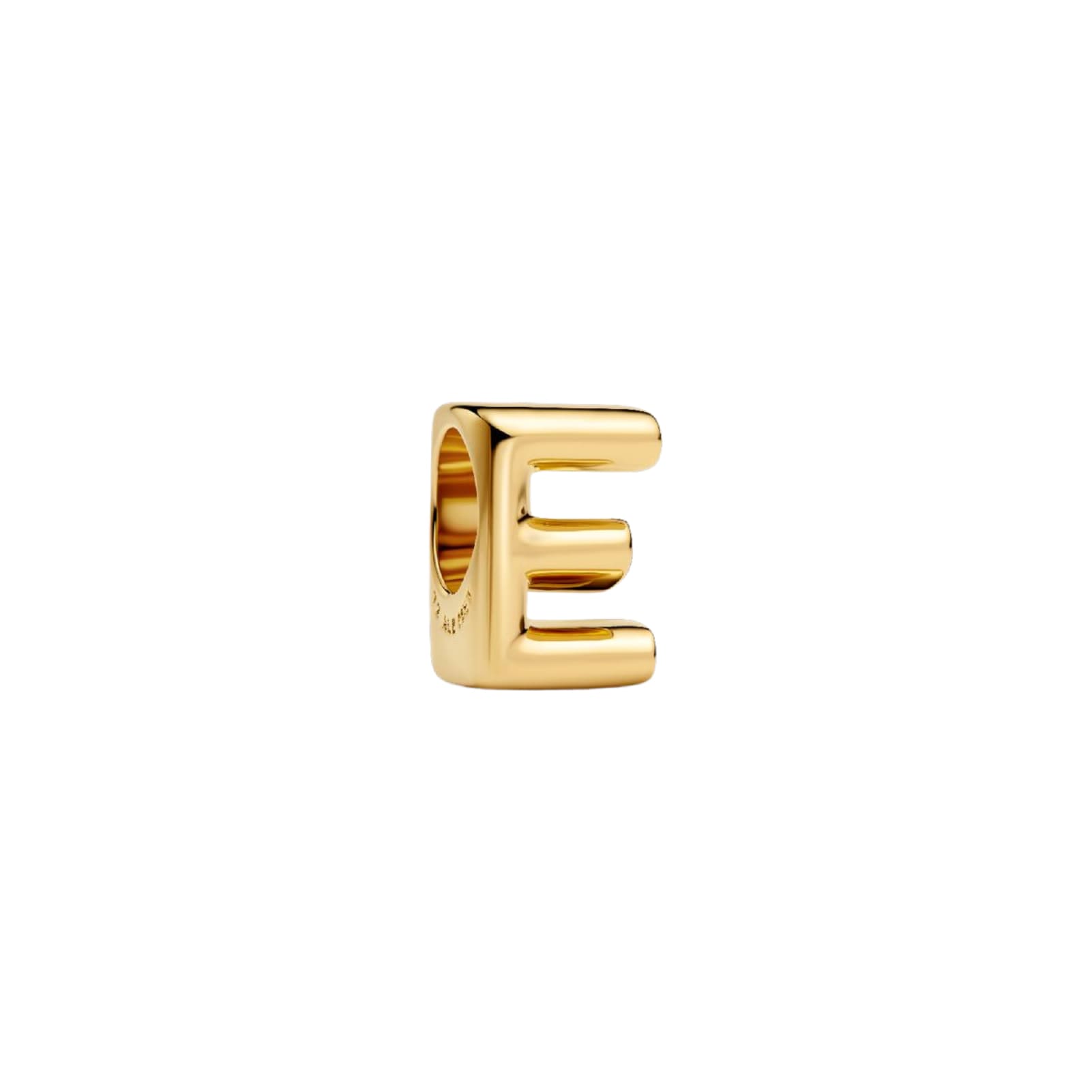 Charm Pandora in argento lettera E piccola placcata oro 14k MISURA UNICA