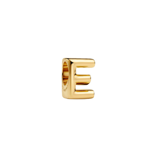 Charm Pandora in argento lettera E piccola placcata oro 14k MISURA UNICA