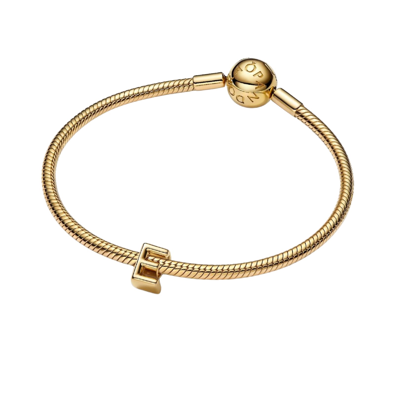 Charm Pandora in argento lettera E piccola placcata oro 14k MISURA UNICA