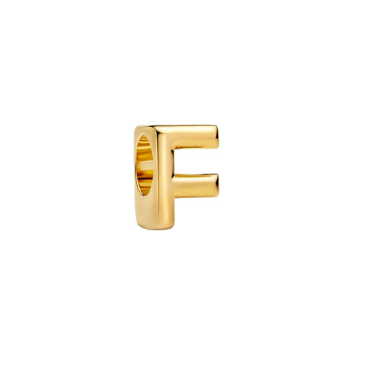 Charm Pandora in argento lettera F piccola placcata oro 14k MISURA UNICA