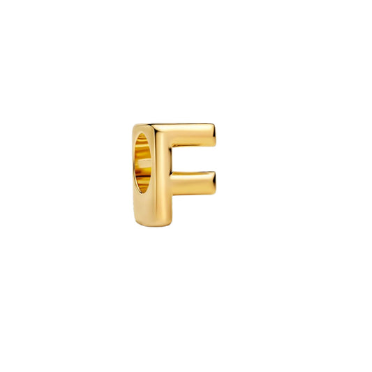 Charm Pandora in argento lettera F piccola placcata oro 14k MISURA UNICA