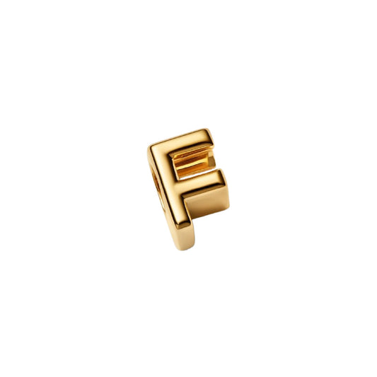 Charm Pandora in argento lettera F piccola placcata oro 14k MISURA UNICA