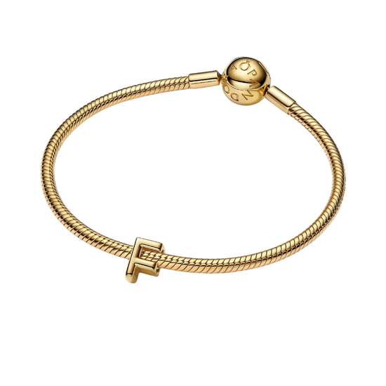 Charm Pandora in argento lettera F piccola placcata oro 14k MISURA UNICA