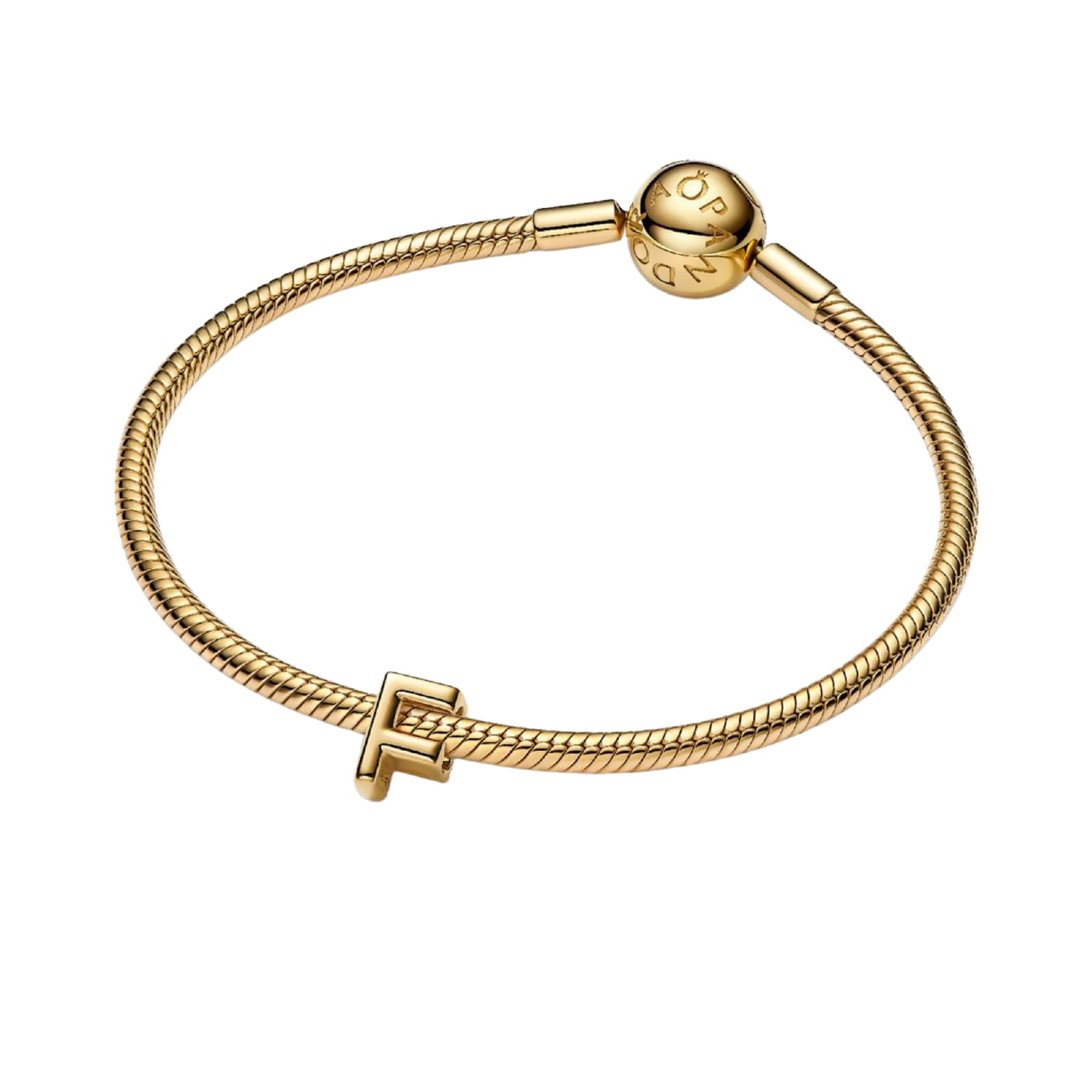 Charm Pandora in argento lettera F piccola placcata oro 14k MISURA UNICA