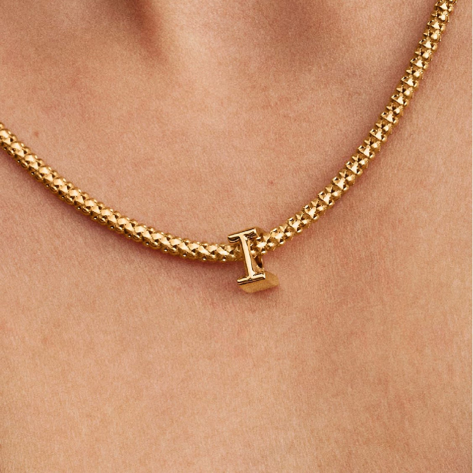 Charm Pandora in argento lettera I piccola placcata oro 14k MISURA UNICA