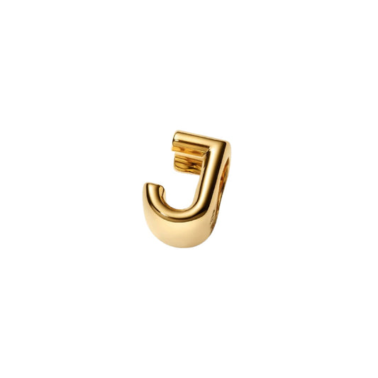Charm Pandora in argento lettera J piccola placcata oro 14k MISURA UNICA