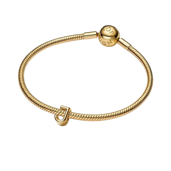 Charm Pandora in argento lettera J piccola placcata oro 14k MISURA UNICA