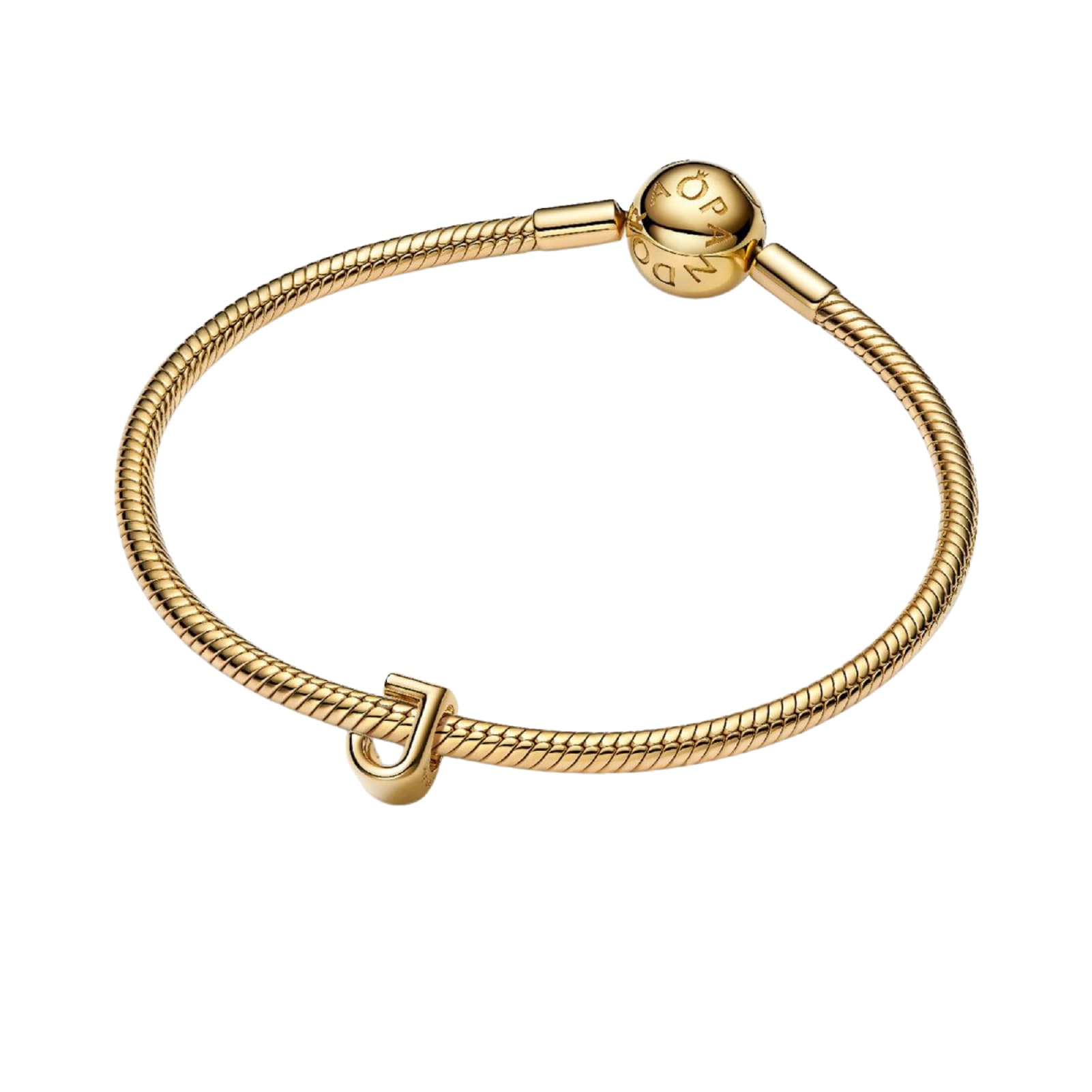 Charm Pandora in argento lettera J piccola placcata oro 14k MISURA UNICA