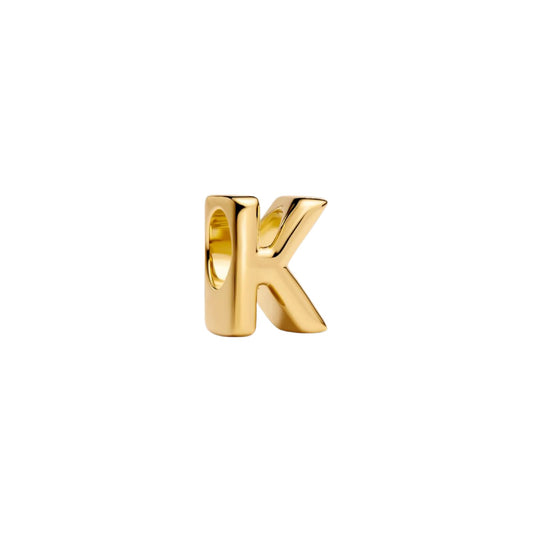 Charm Pandora in argento lettera K piccola placcata oro 14k MISURA UNICA