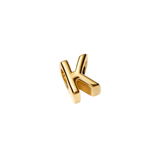 Charm Pandora in argento lettera K piccola placcata oro 14k MISURA UNICA