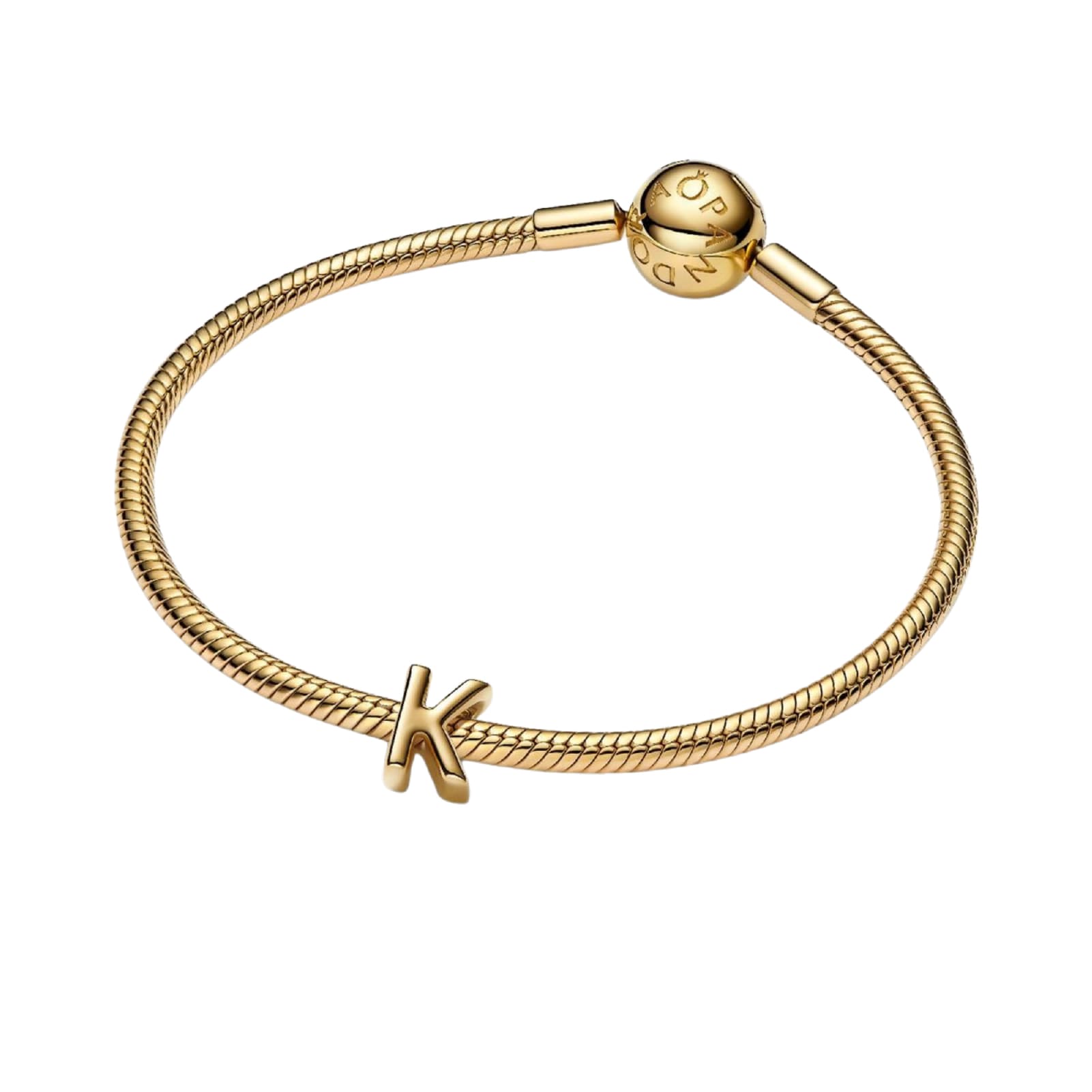 Charm Pandora in argento lettera K piccola placcata oro 14k MISURA UNICA