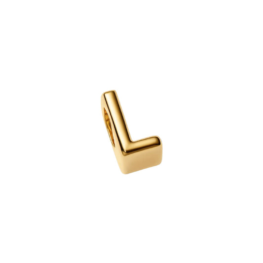 Charm Pandora in argento lettera L piccola placcata oro 14k MISURA UNICA