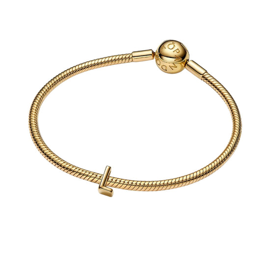 Charm Pandora in argento lettera L piccola placcata oro 14k MISURA UNICA