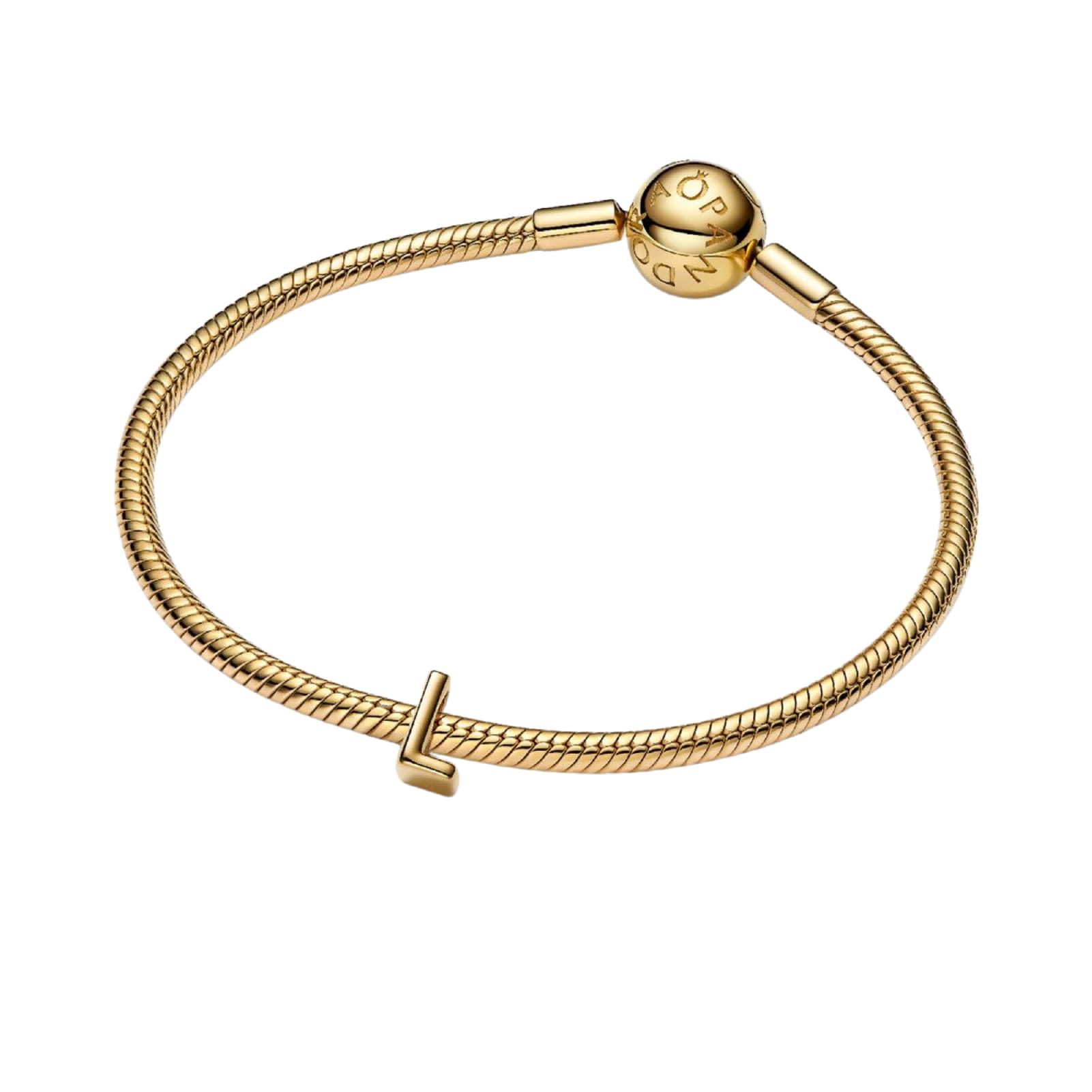 Charm Pandora in argento lettera L piccola placcata oro 14k MISURA UNICA