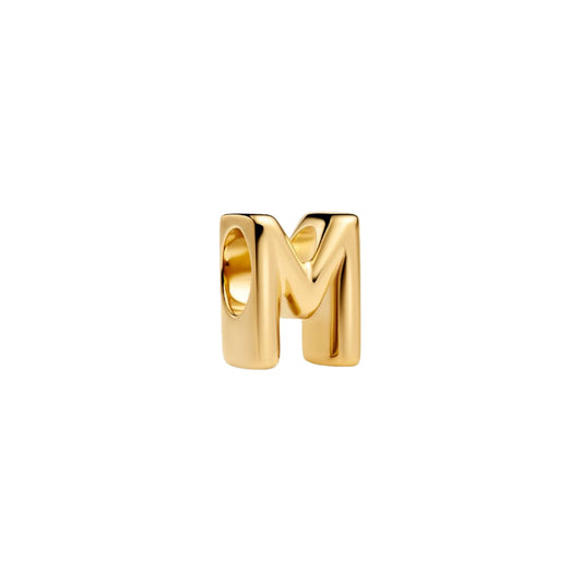 Charm Pandora in argento lettera M piccola placcata oro 14k MISURA UNICA