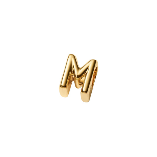 Charm Pandora in argento lettera M piccola placcata oro 14k MISURA UNICA