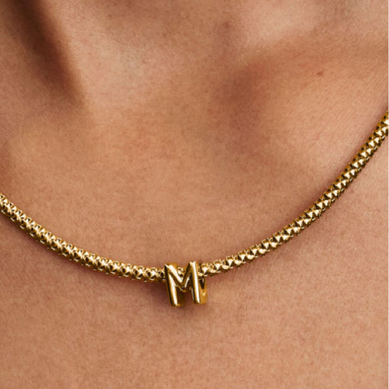 Charm Pandora in argento lettera M piccola placcata oro 14k MISURA UNICA
