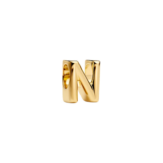 Charm Pandora in argento lettera N piccola placcata oro 14k MISURA UNICA