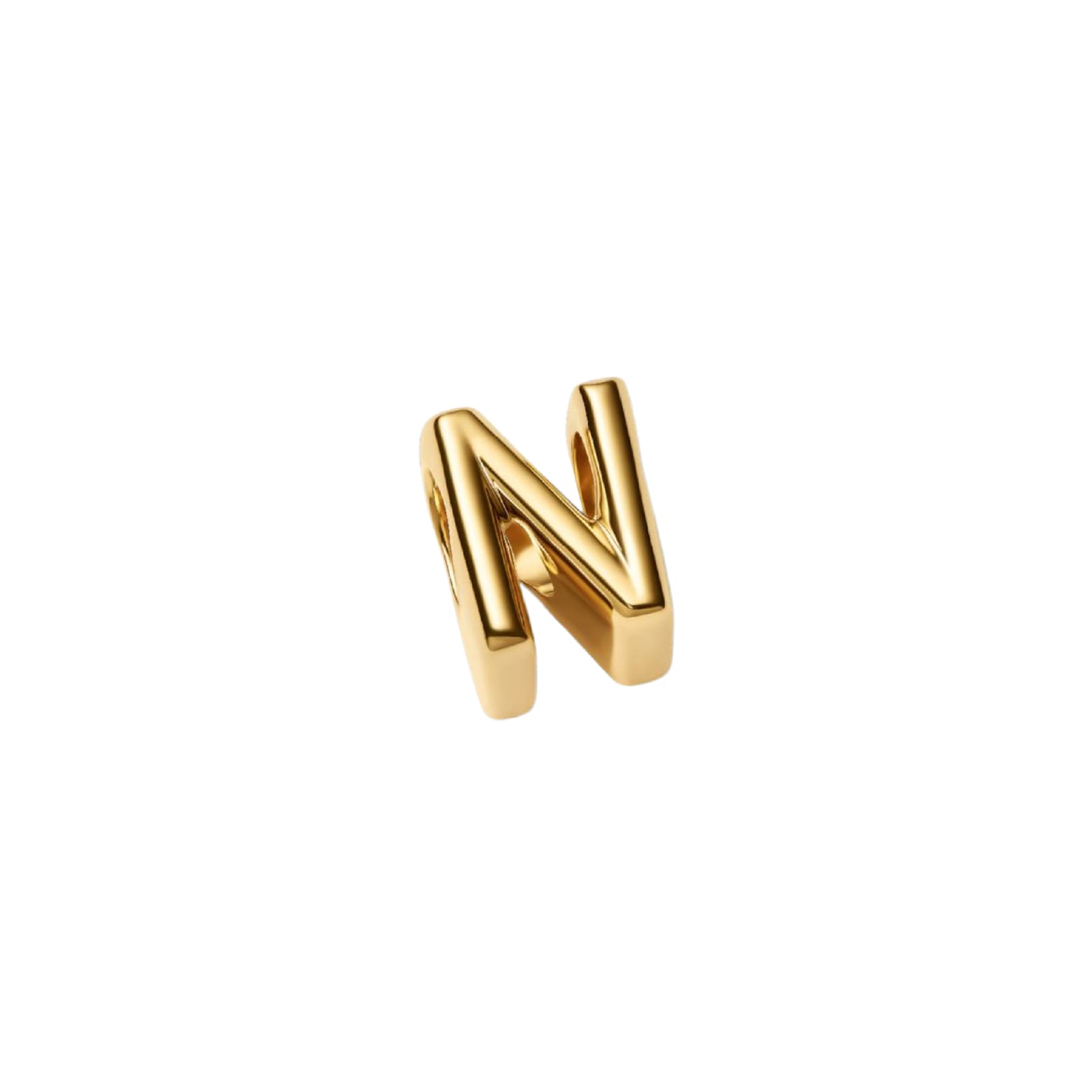 Charm Pandora in argento lettera N piccola placcata oro 14k MISURA UNICA