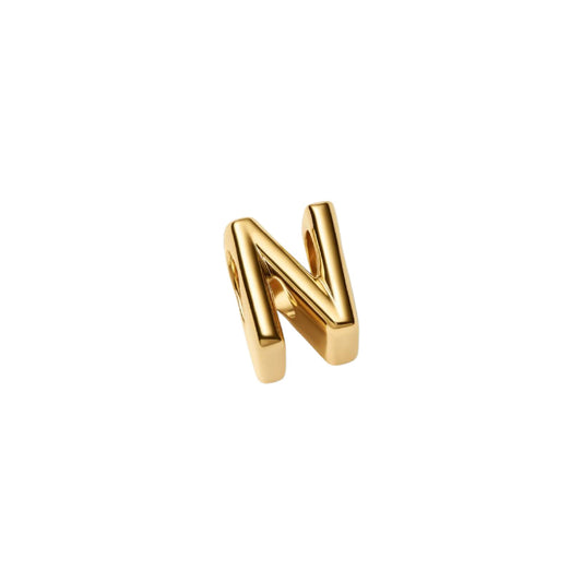 Charm Pandora in argento lettera N piccola placcata oro 14k MISURA UNICA