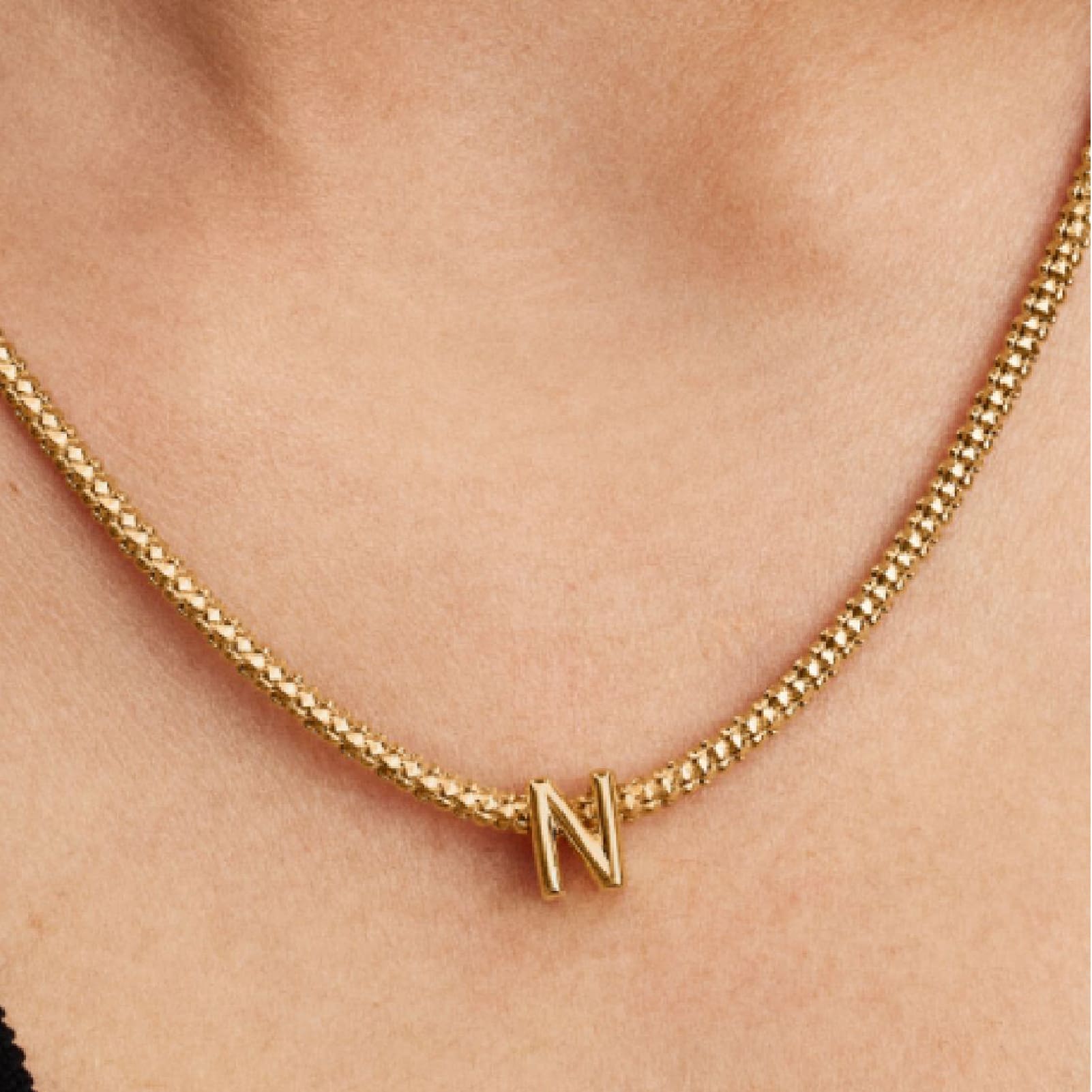 Charm Pandora in argento lettera N piccola placcata oro 14k MISURA UNICA