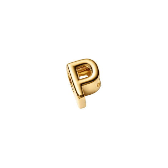 Charm Pandora in argento lettera P piccola placcata oro 14k MISURA UNICA
