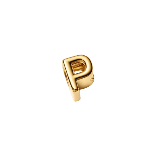 Charm Pandora in argento lettera P piccola placcata oro 14k MISURA UNICA