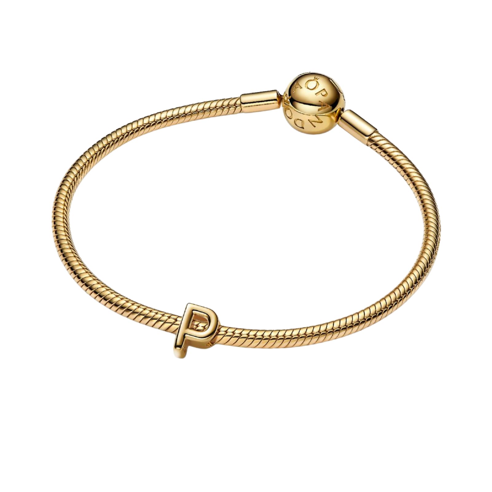 Charm Pandora in argento lettera P piccola placcata oro 14k MISURA UNICA