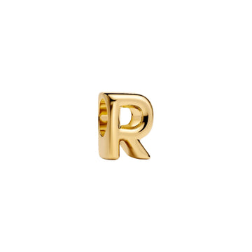 Charm Pandora in argento lettera R piccola placcata oro 14k MISURA UNICA