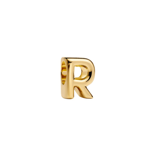 Charm Pandora in argento lettera R piccola placcata oro 14k MISURA UNICA