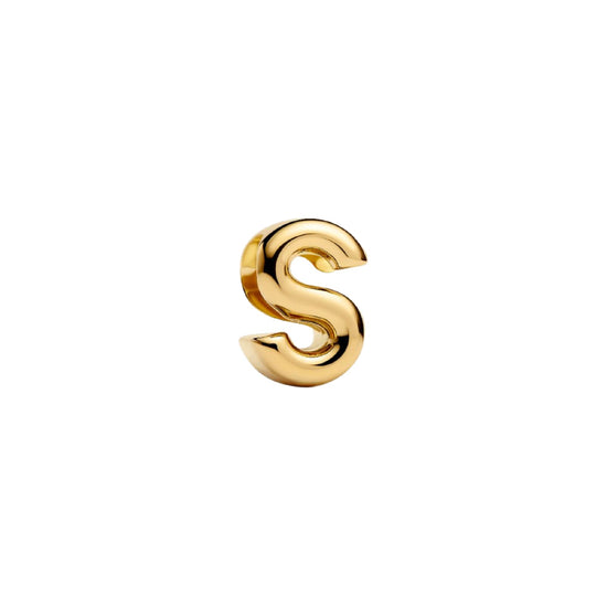 Charm Pandora in argento lettera S piccola placcata oro 14k MISURA UNICA