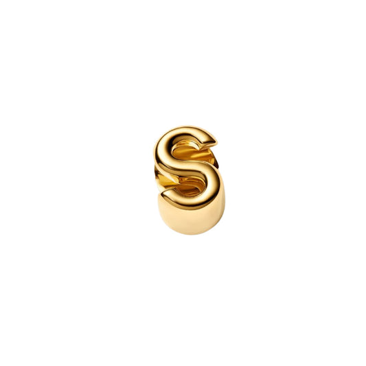 Charm Pandora in argento lettera S piccola placcata oro 14k MISURA UNICA